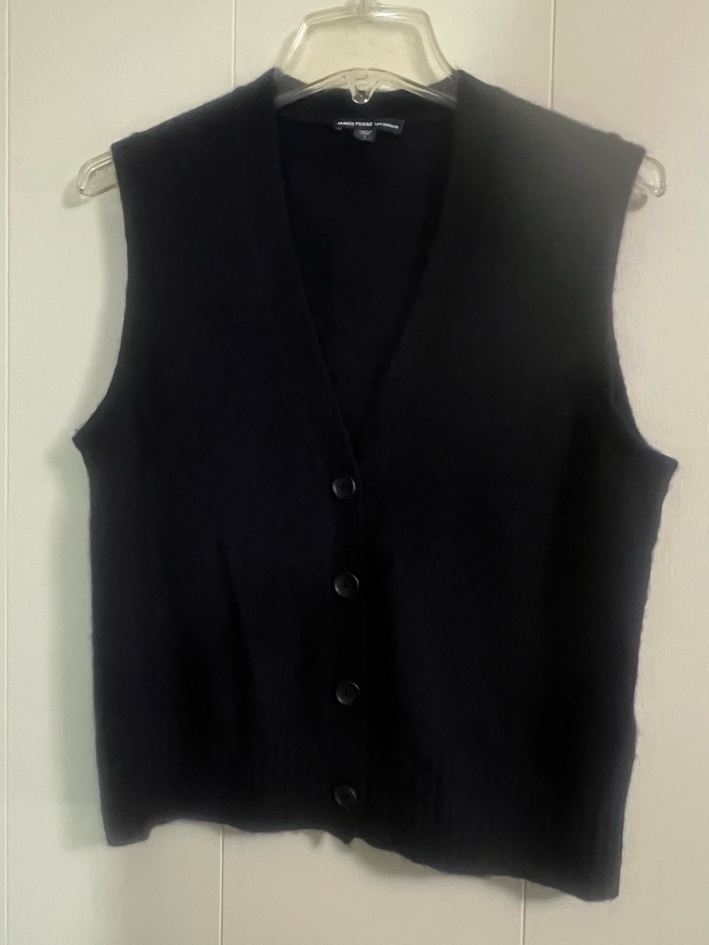 James Perse Black  V-Neck Button Front  Vest cashmere/cotton blend size 1